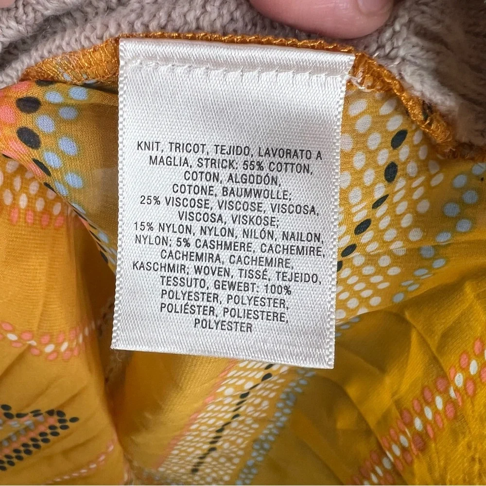 Sz XL Anthropologie Moth Mock Neck Sweater with Mixed Media Back $128 MSRP